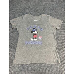 Disney MLB Texas Rangers Mickey Mouse VNeck T-Shirt Gray 3XL Heathered Tri-Blend